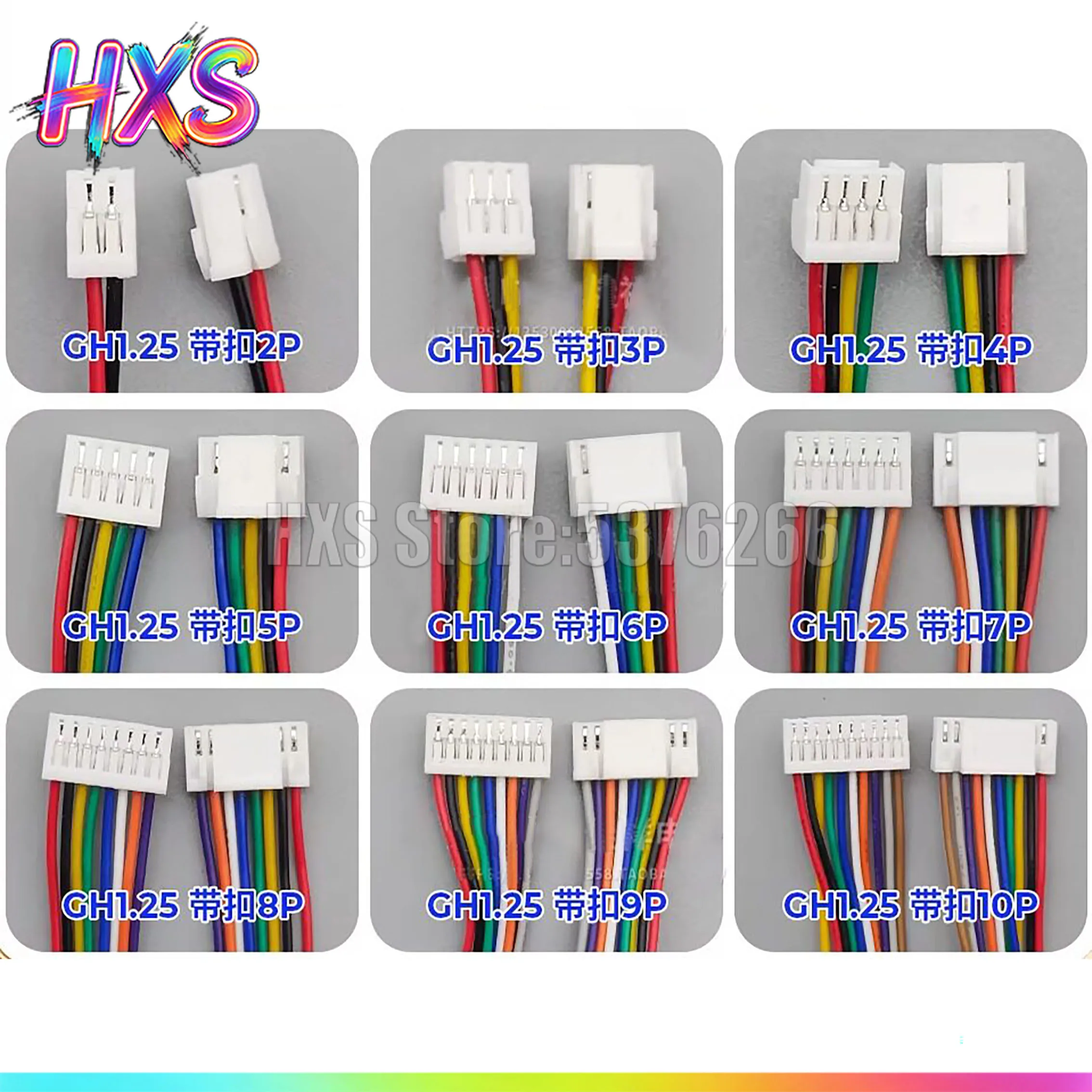 10Pcs JST GH 1.25 2P 3P 4P 5P 6P PIN Male Female Connector With Wire 15cm Cable 150mm GH1.25 Single Double Connector 28AWG Micro
