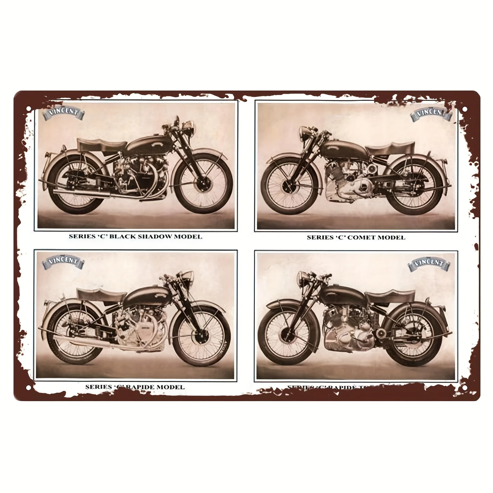 Vintage Motorcycle Wall Art, Aluminum Sign, Classic British Vincent Series, Retro Kitchen Decor, Indoor & Outdoor Hanging