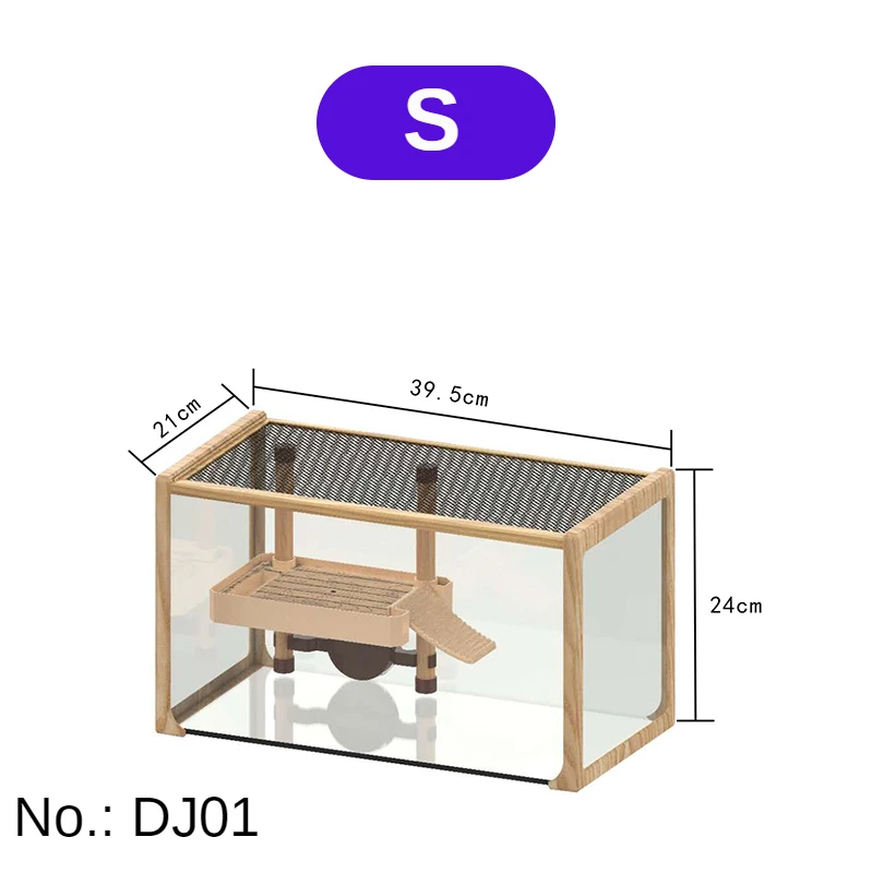 Wood grain glass box for gecko horned frog spider amphibious terrarium, cage, feeding box, glass cy