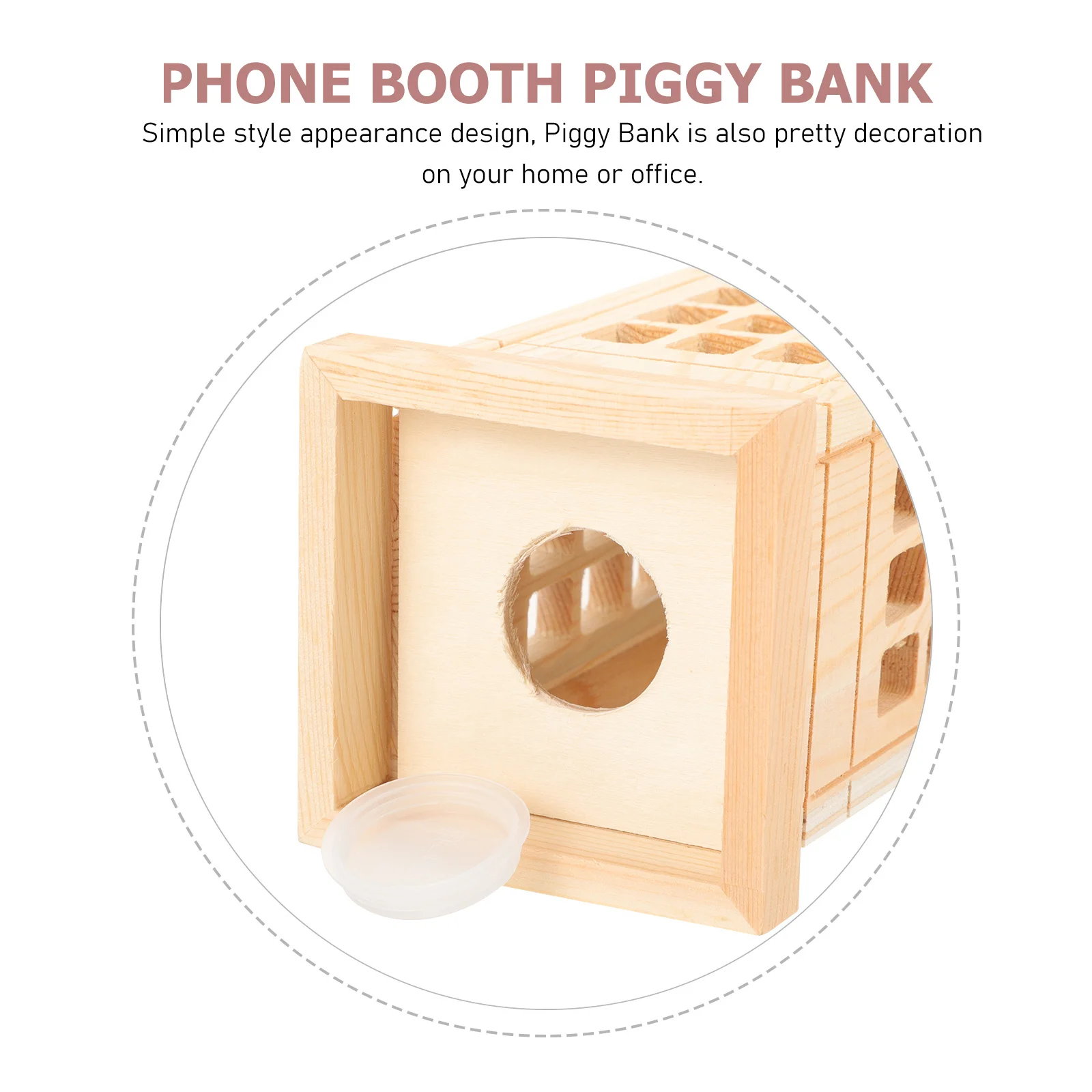 كشك الهاتف Piggy Bank غير مكتمل على شكل خشبي للعملات المعدنية DIY اللوحة الحرفية للأطفال توفير المال جرة #6