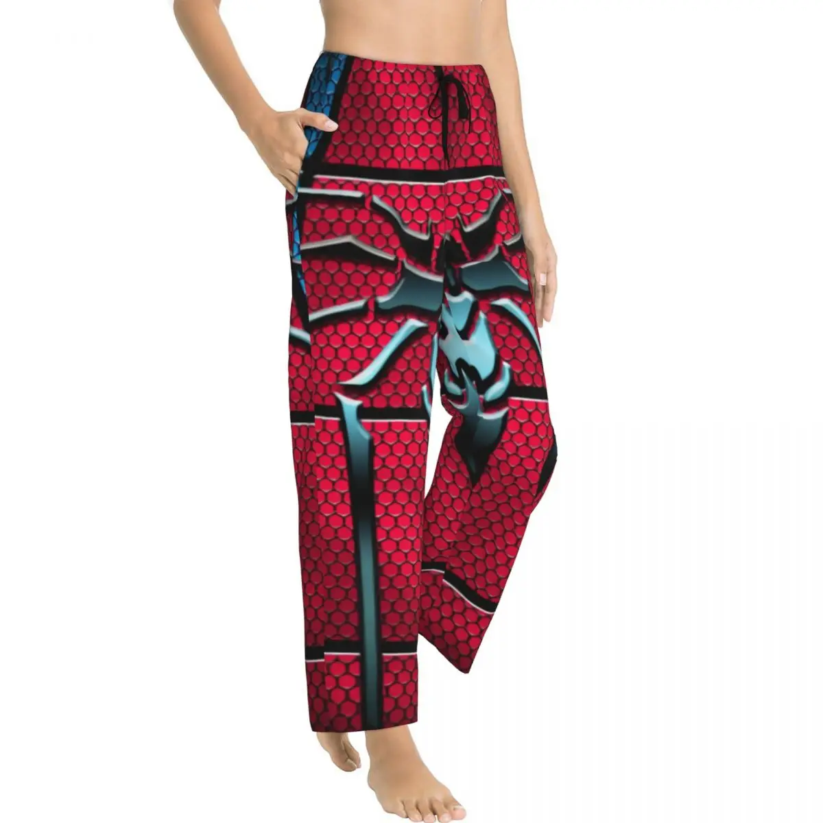 Custom Animated Anime Spider Man Pajama Pants Women's Spider Web Sleepwear Lounge Sleep Bottoms Stretch with Pockets