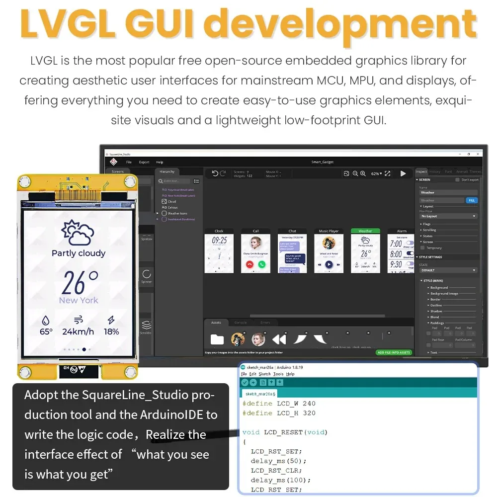 Keyestudio 3.2 pouces ESP32-W-ROOM-32E écran TFT 240x320 LCD affichage IPS Angle de vision complet interface SPI pour Arduino ESP32