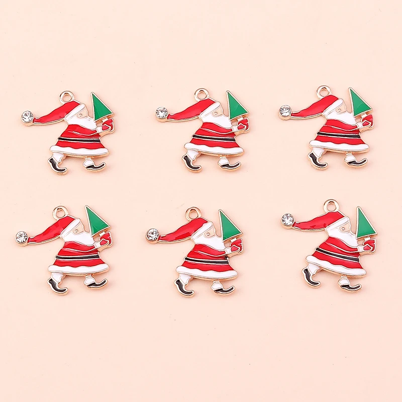 10 Stück Mix süße Weihnachtsmann Charms Emaille Weihnachten Schneemann Stiefel Charms Anhänger für Schmuckherstellung DIY Ohrringe Halskette Geschenke – Detail 11