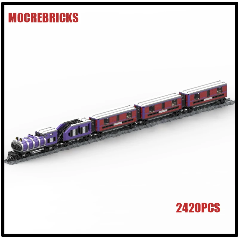 MOC New Creative Urban Building Blocks Train Model Wide Body Railz Passenger Railway Steam Locomotive DIY Bricks Toys Kids Gifts