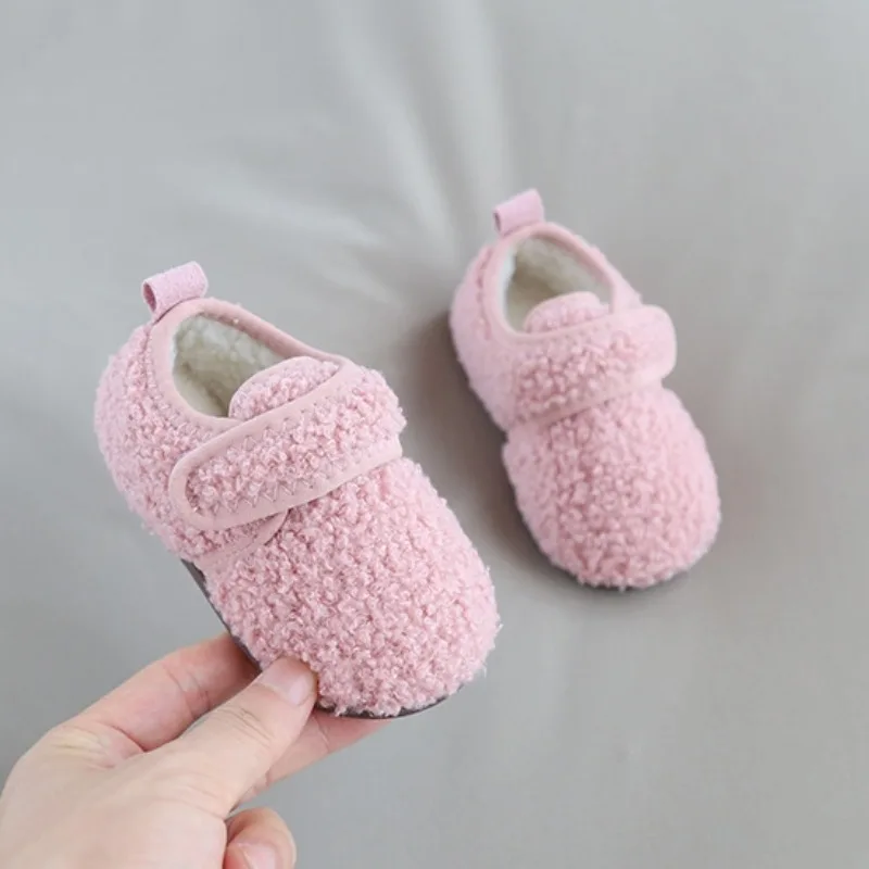 Children Home Slippers 2023 Autumn Winter Non-slip Warm Plush Kids Shoes Baby Boys Girls Solid Indoor Cotton Shoes Flip Flops