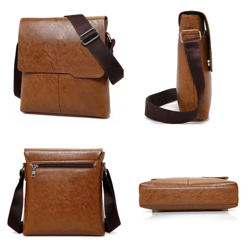 Simple Fashion Shoulder Bag Soft Leather Casual Crossbody with Same Wallet 10 inch Tablet Large Capacity Messenger Bag