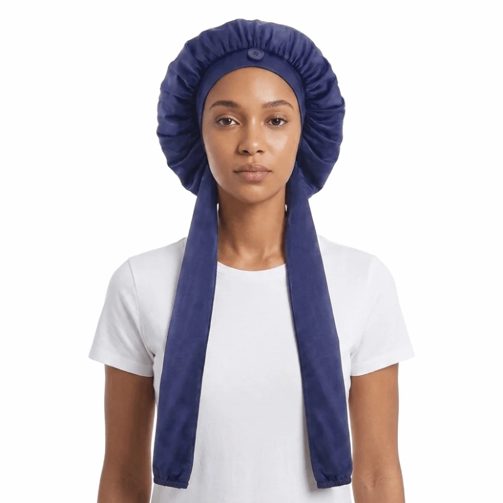 Silky Satin Satin Long Dreadlock Sleep Bonnet Adjustable Long Tail Drawstring Sleep Hair Cap Lightweight Bathing Hat Sleep Cap