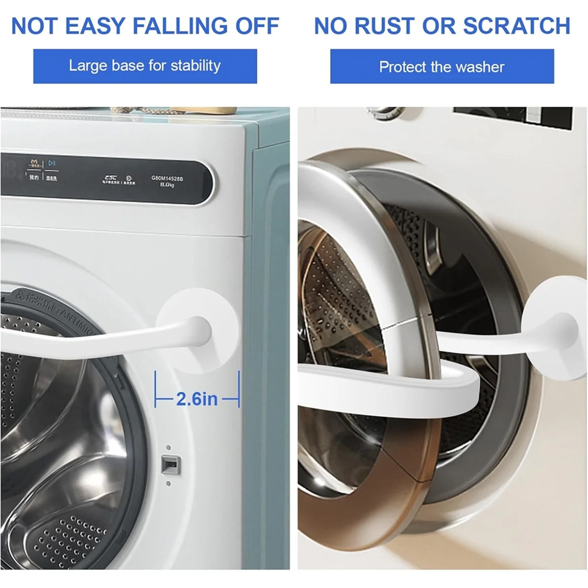 Accesorio de puerta de lavadora de carga frontal, fácil de usar y doblar, accesorio de puerta de lavadora abierta, mantiene la puerta de la lavadora abierta o Ajar