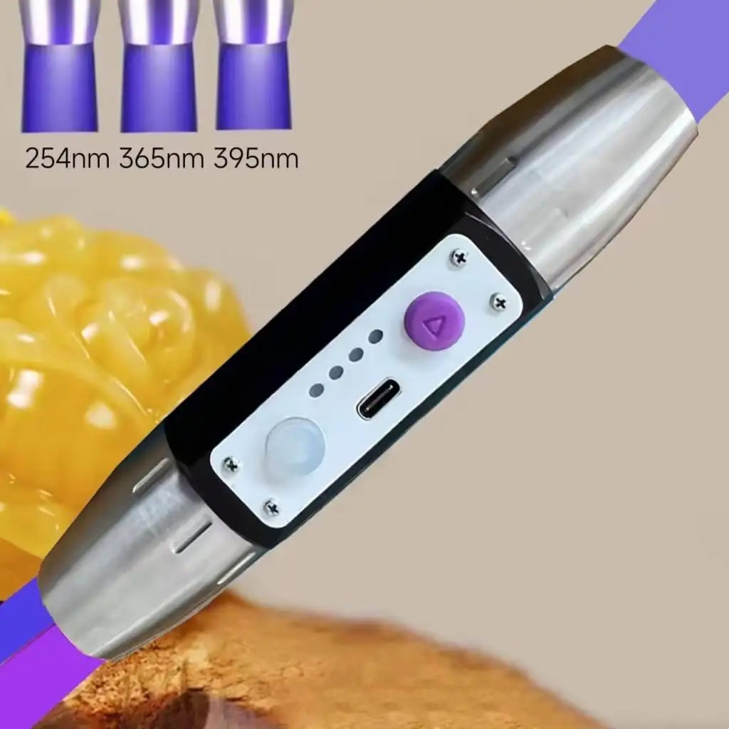 254nm & 365nm Dual UV LED Flashlight Portable Minerals Fluorescence Detector UVC Ultraviolet Torch Light with ZWB3 Filter