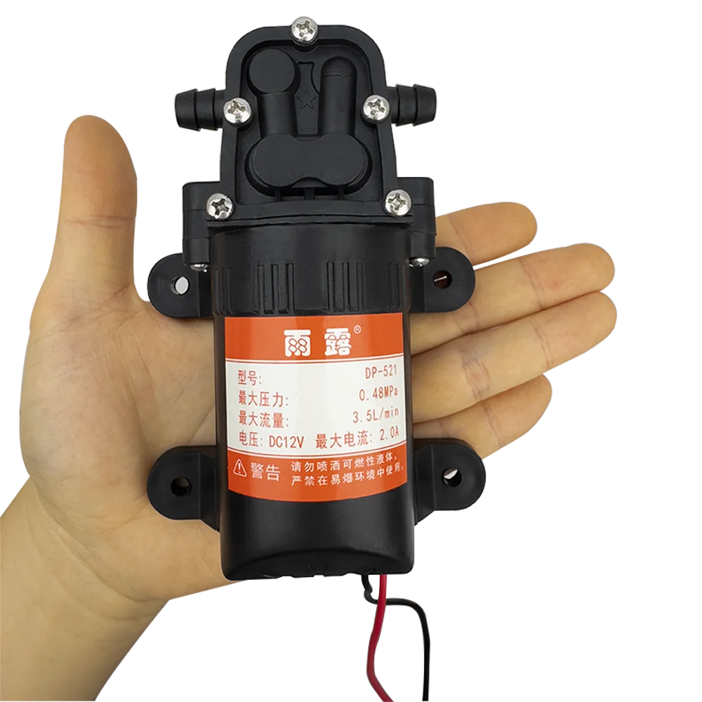 تيار مستمر 12 فولت 70PSI 3.5L/دقيقة 0.48Mpa مضخة مياه كهربائية زراعية سوداء مايكرو ارتفاع ضغط الحجاب الحاجز بخاخ مياه غسيل السيارات