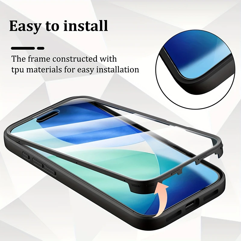 360-Ganzkörper-Displayschutz-Telefonhülle für iPhone 17 17 Air 16 15 14 13 12 11 Pro Max XS XR 7 8 Plus SE 2 3 PC Hard Cover – Detail 5