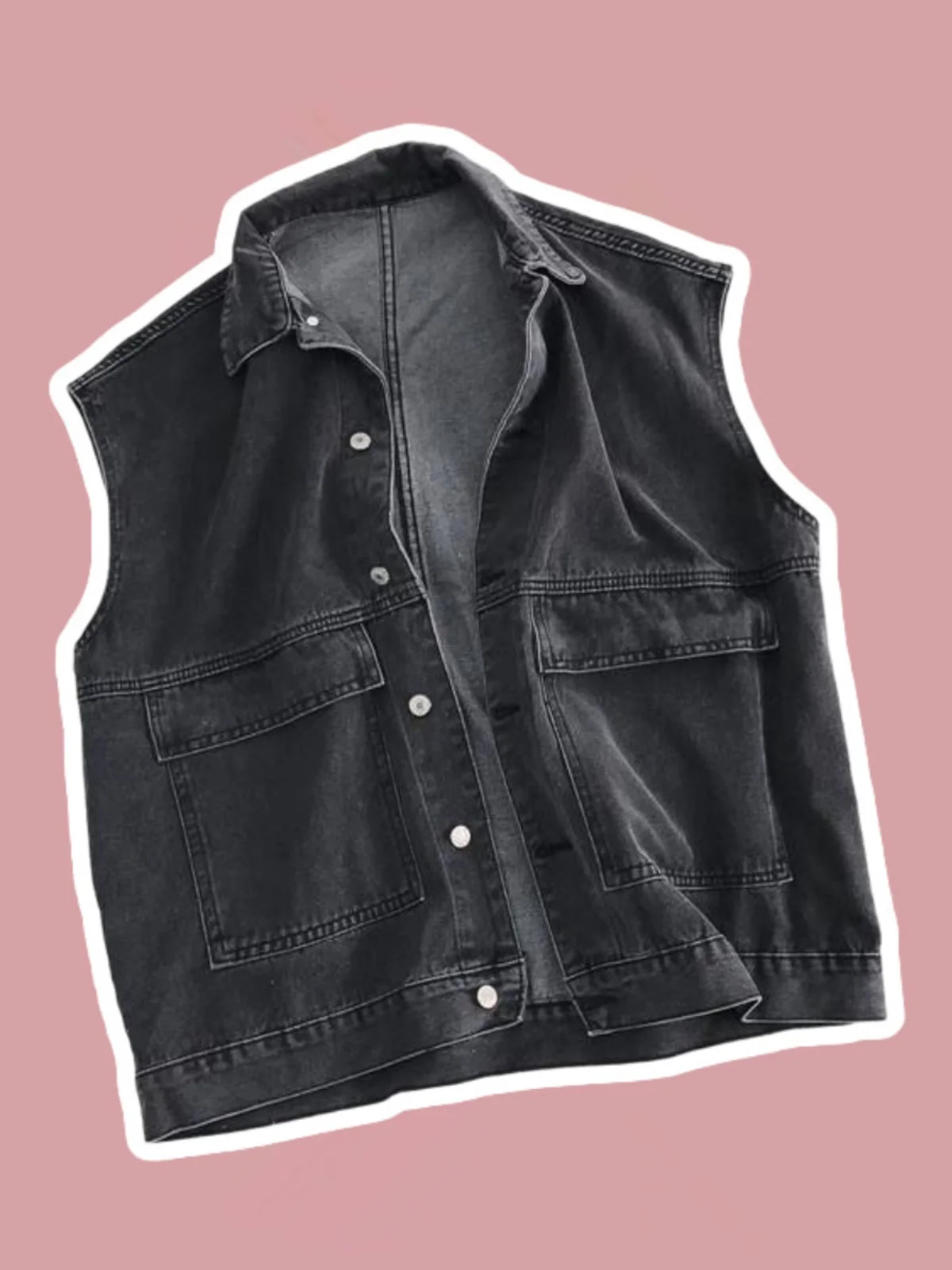 plus Size Women's Denim Vest Loose Workwear Jacket Korean Style Autumn Winter New Fashion Single Button Closure  Color