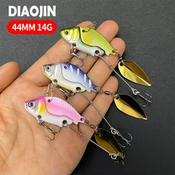 14g Rotating Metal Vib Blade Lure 44mm Sinking Vibration Artificial Baits Vibe Spinner Metal Winter Swimbait Fishing Supplies