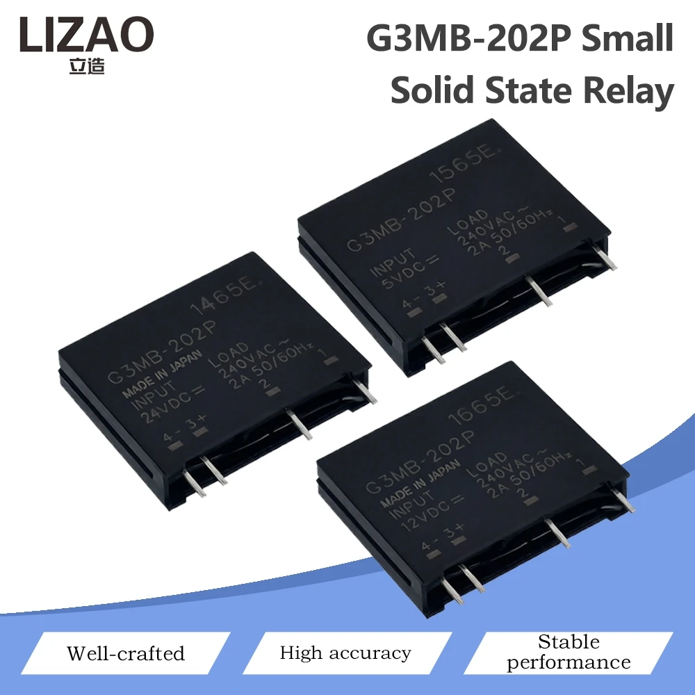 1/3PCS G3MB-202P Solid State Relay SSR DC Input 5V 12V 24V AC Output 240VAC 2A Small Pin Type Relay Module