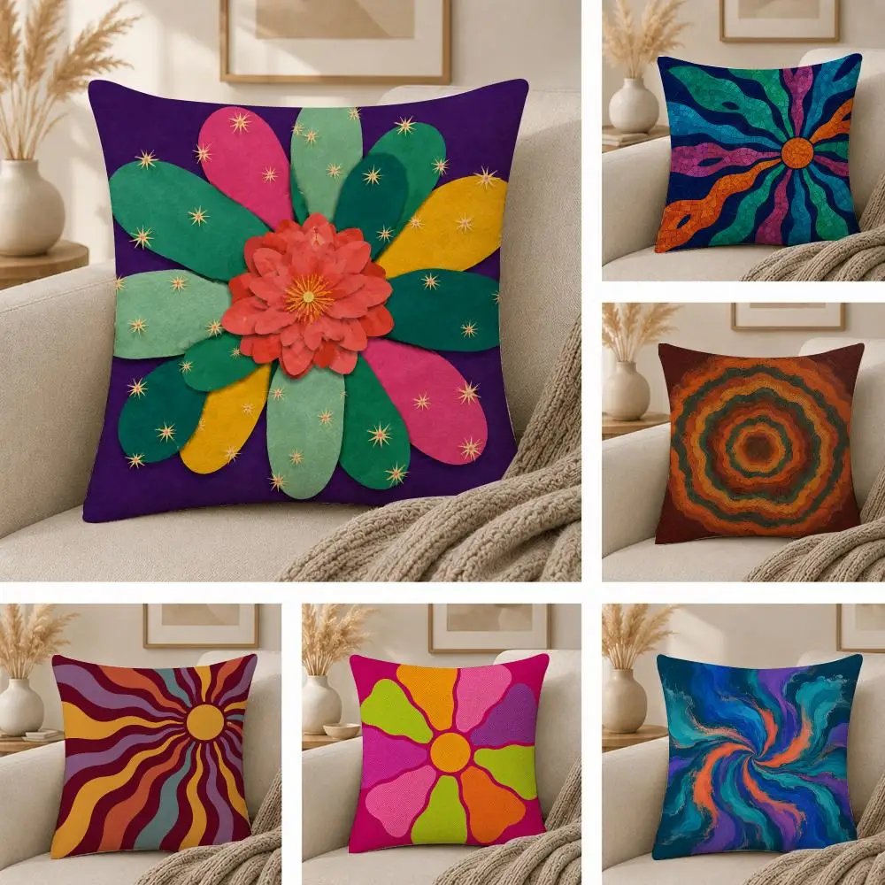 Psychedelic Wall Art Decor Cushion Cover  Plush Fabric Soft Double Sided Print Sofa Cushion Cover Throw Pillow Covers