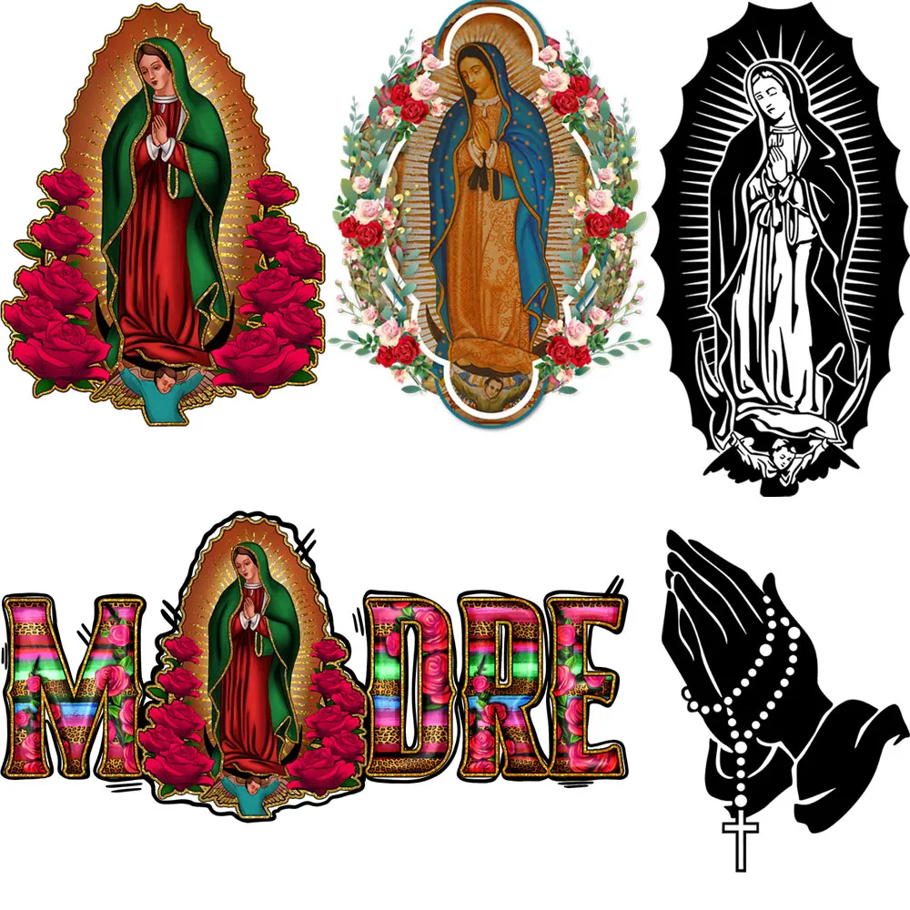 Large Patch Flower  Santa Maria Iron On  Heat Transfer Sitckers For Clothing  DIY T-Shirt Decals Thermal Cloth Sticker  Stripes