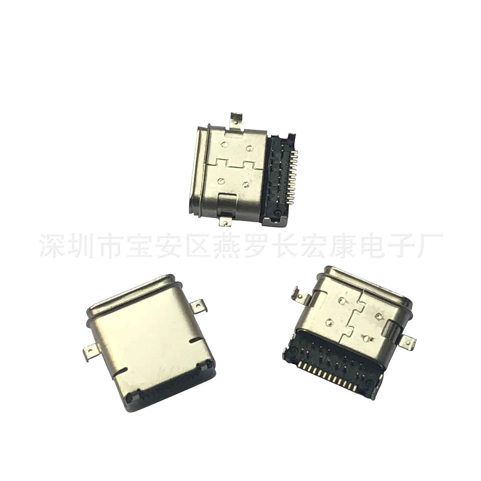 For TYPE-C 6p female seat, sinking plate type, four-pin plug board DIP with ring, female seat