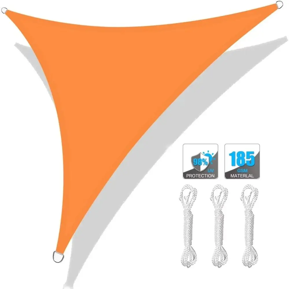 Refugio solar triangular impermeable, tamaño 3x3x3M con cuerdas, dosel para exteriores, portátil, 95% UV, vela de sombra, área de piscina