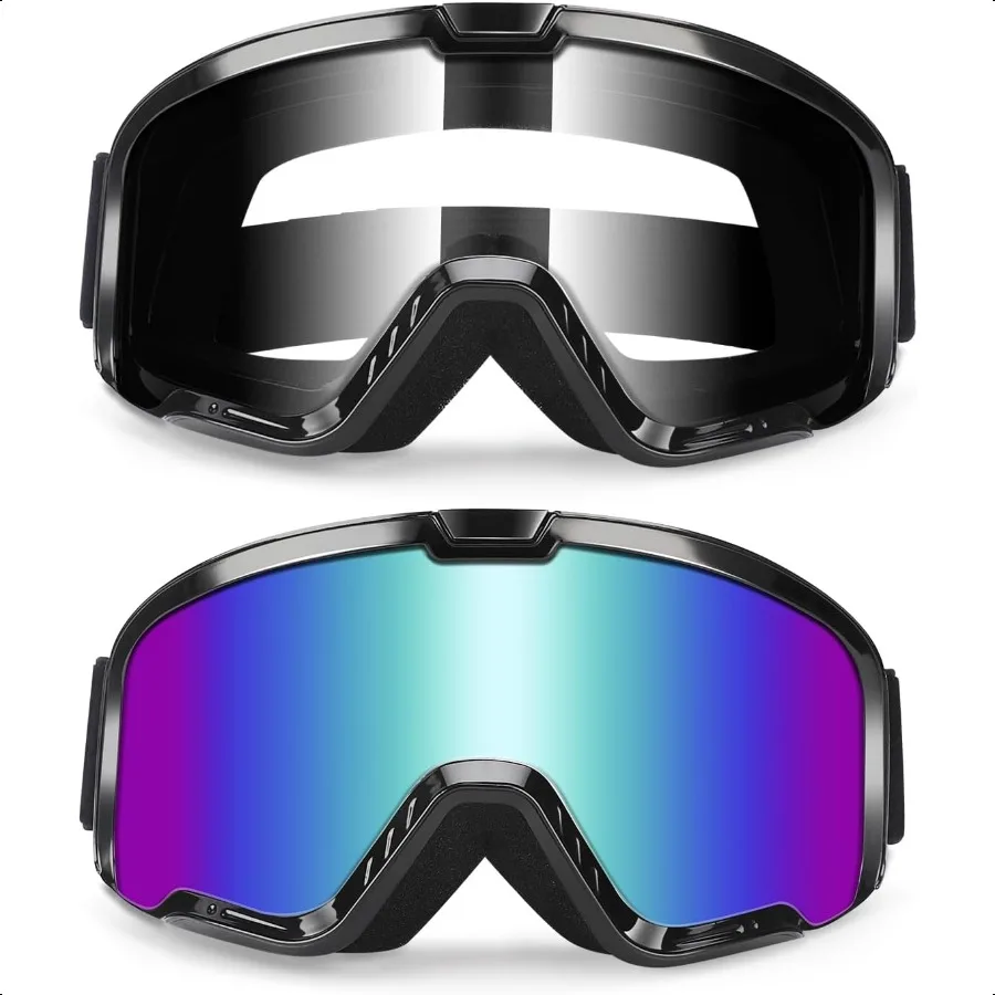 

ATV Dirt Bike Goggles 2Pack Motorcycle Motocross MX UTV MTB Helmet Riding OTG Goggles UV400 AntiFog Scratch Dustproof for Men W