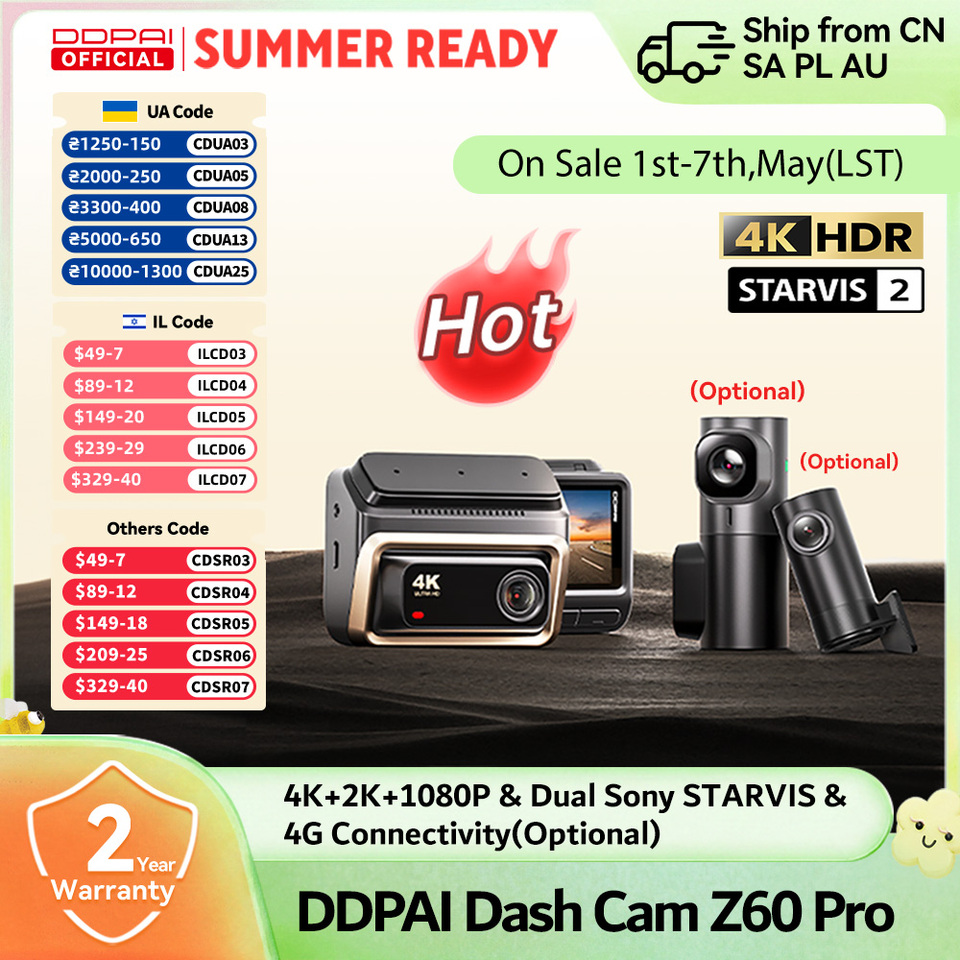  DDPAI Z60 Pro 4K Dash Cam Auto Dashcam Front GPS Car Camera for Dual SONY Sensor WiFi ADAS Night Vision DVR Video Recorder 