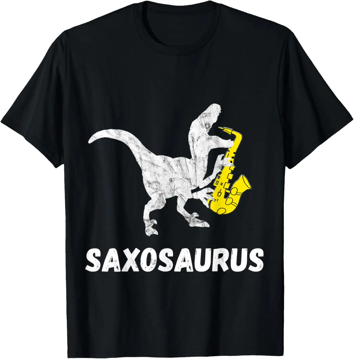 Cool Sax Saxophone Jazz Music Instrument Dinosaur Funny Saxophone T-Rex T-Shirt Kawayi Short Sleeve Vintage T Shirt Camiseta