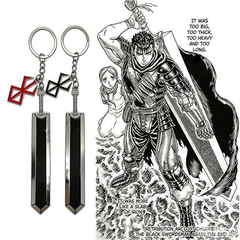 Llavero de Metal Berserk Guts Dragonslayer Sword, Colgante para Mochila Anime Berserk, Regalo de Cosplay, Marca de Sacrificio de Griffith