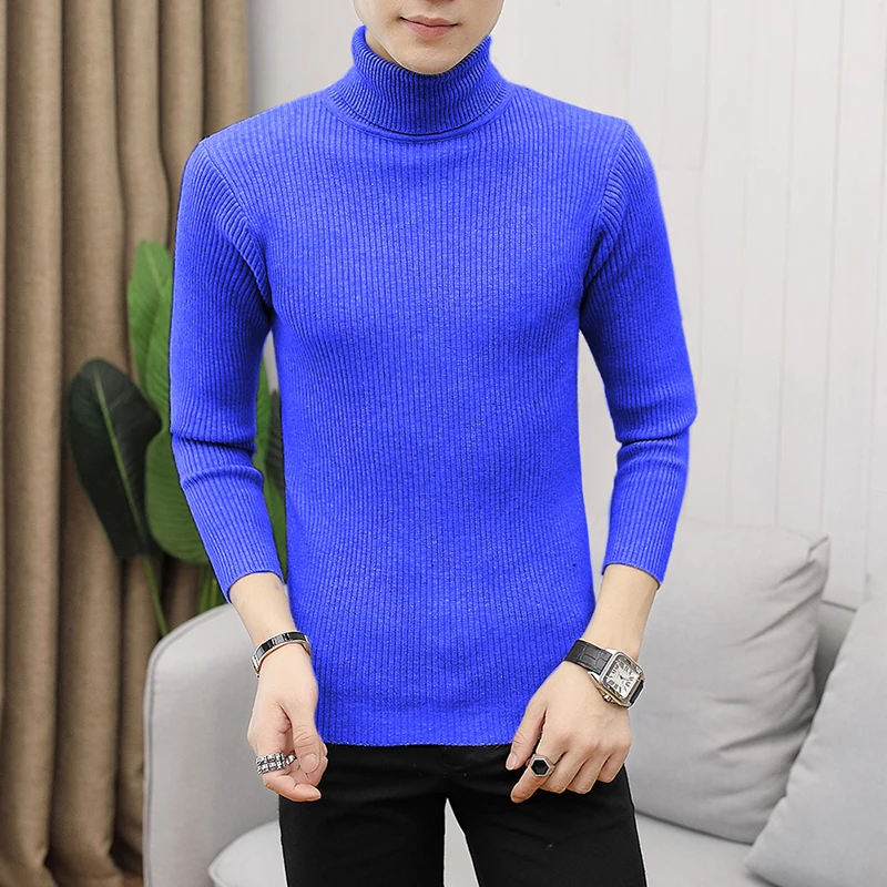 2022 Winter New Men\'s Turtleneck Sweaters Black Sexy Brand Knitted Pullovers Men Solid Color Casual Male Sweater Autumn Knitwear