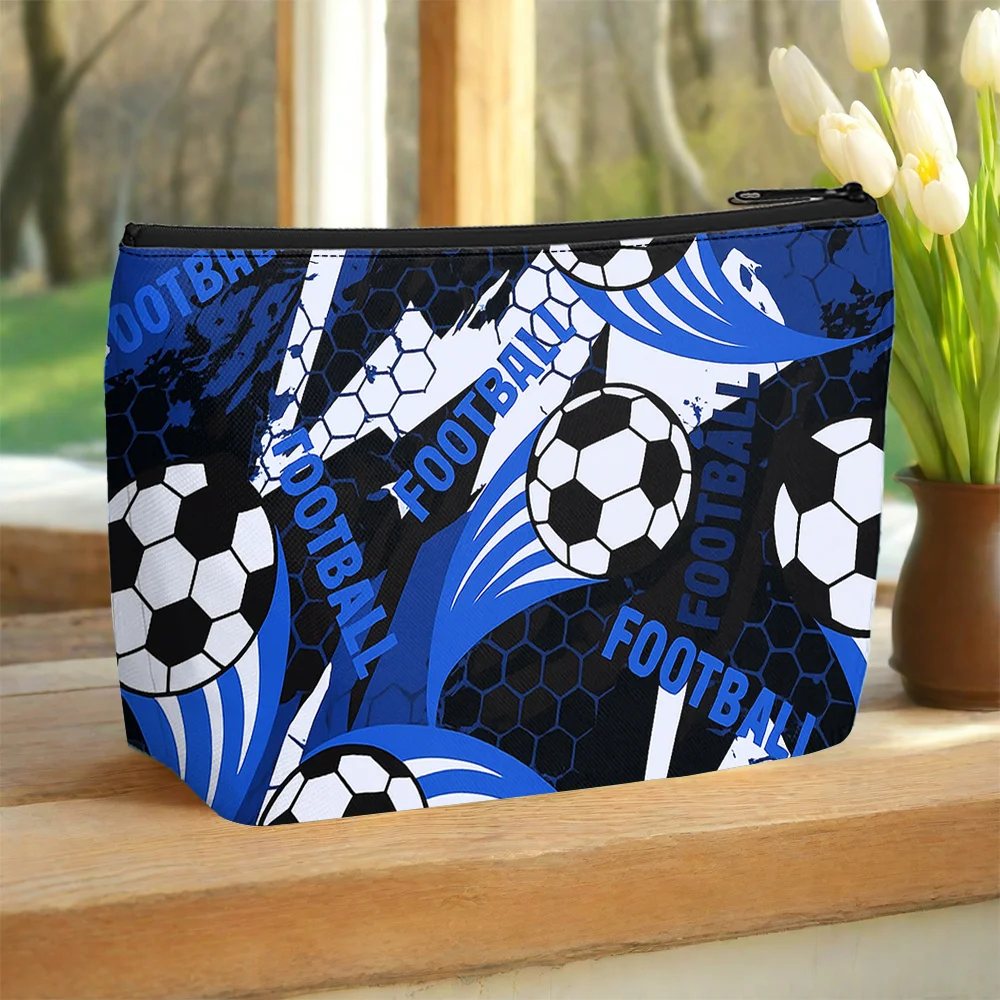 One Casual Polyester Makeup Bag with a Football Print Pattern, Featuring Durable Double-sided Printing That Resists Fading