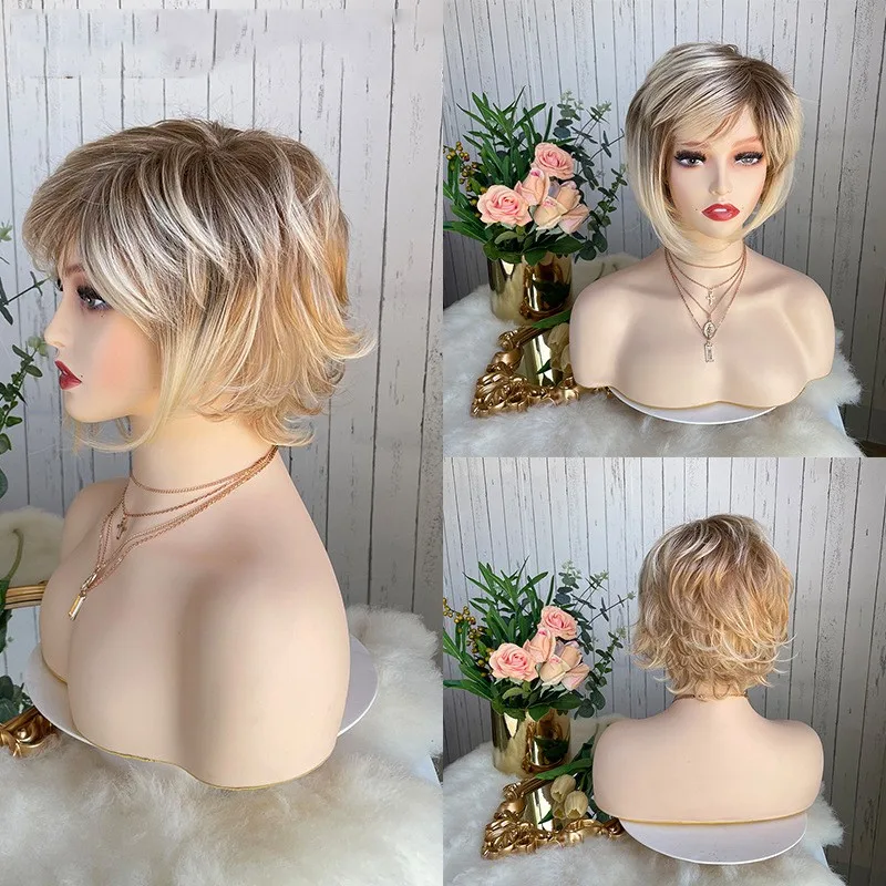 2024 New Fashion Short Curly Women Wig Chemical Fiber Mechanism Wig Women's Headwear Short Hair Wig  Cosplay