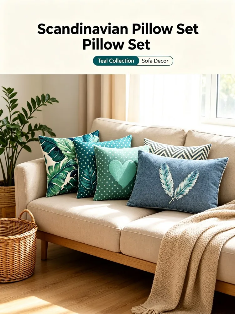 Dark Teal Dahlia Floral Lumbar Pillow Cover Rectangular Decorative Cushion Case for Sofa Bedroom Living Room, Without Pillow Ins
