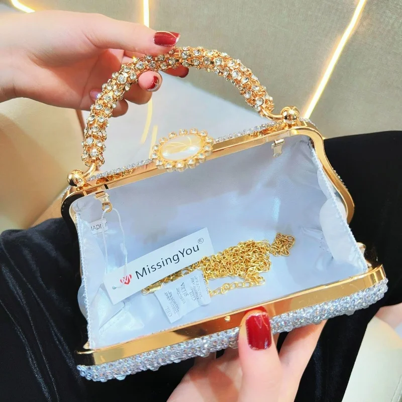 نوبل حساسة خمر بريق الراين الماس مساء حقيبة أنيقة حقائب اليد موضة جديدة حفلة واحدة الكتف حقيبة كروسبودي