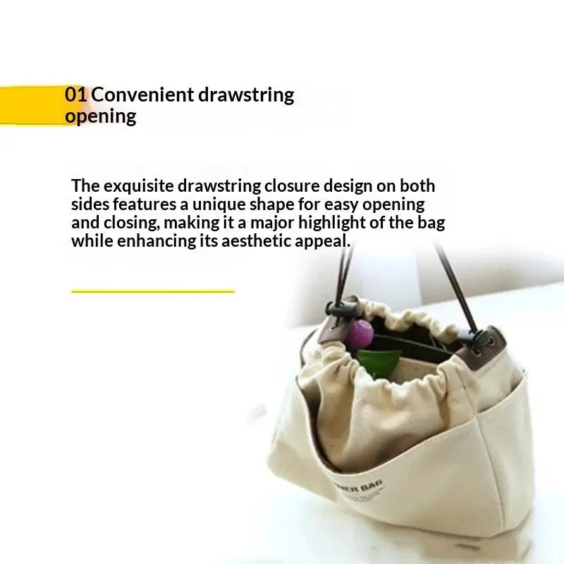 1Pc Drawstring Canvas Storage Organizers Multi-Pockets Liner Bag Lightweight Portable Travel Storage Bag
