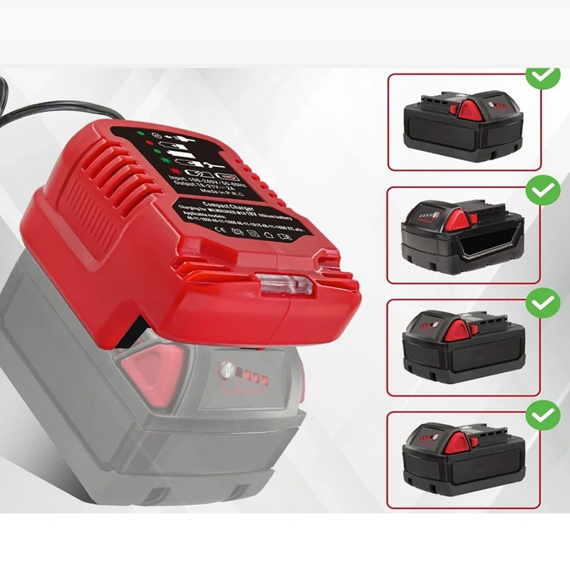 Car Charger สําหรับ Milwaukee 18V M18 แบตเตอรี่ Charger เปลี่ยนแบบพกพา Mini Quick Charger,ปลั๊กไฟแช็ก