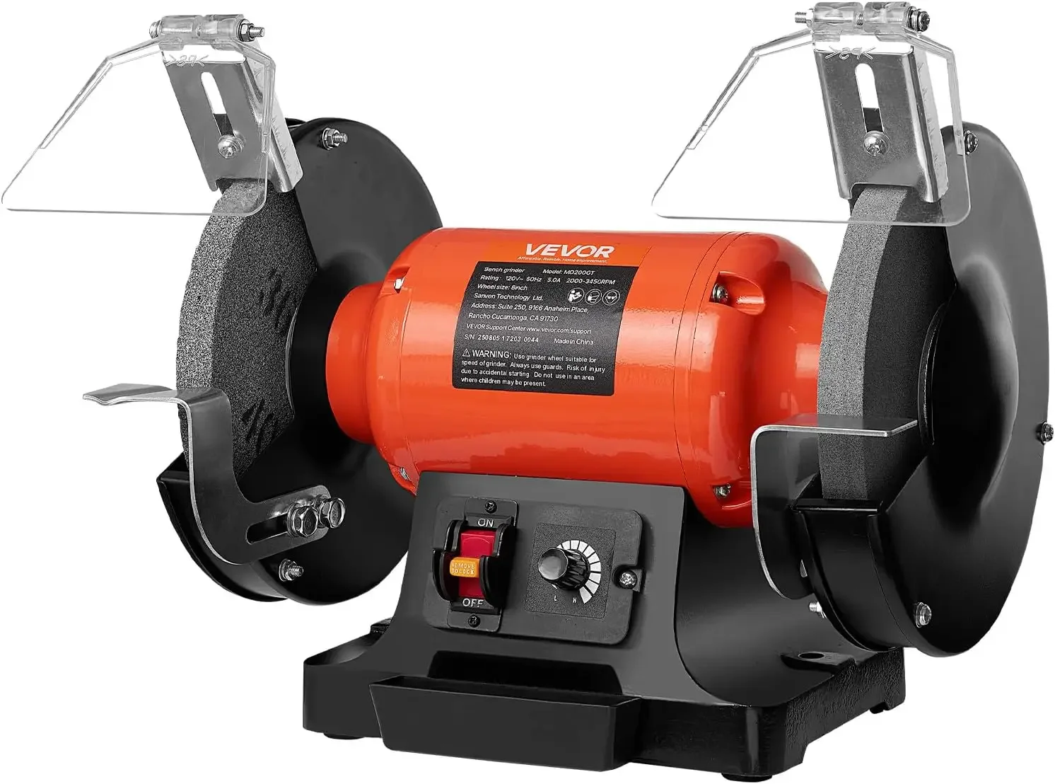 Bench Grinder, 8-inch Variable Speed Bench Grinder, 2000-3450RPM Table Grinders with 550W 5.0A 3/4Hp Induction Motor, 36/60-Grit