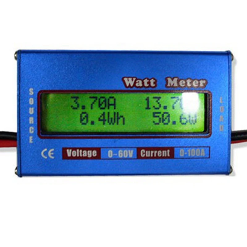 Wattímetro digital medidor de potência dc 60v 100a verificador de bateria de tensão de equilíbrio