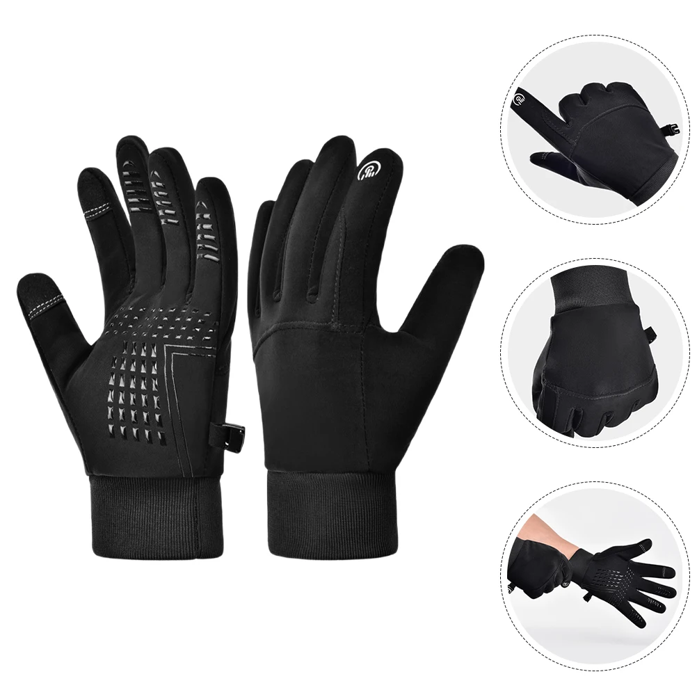 

1 Pair Windproof Warm Cycling Gloves Insulated Waterproof Anti Slip Touchscreen Compatible For Cold Weather Outdoor Sports