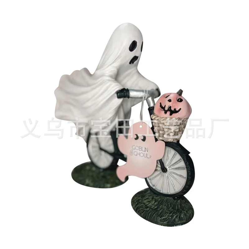 

Cross-Border Halloween Decoration Ghost Pink Pumpkin with Goblins and Ghouls Cycling Party Scene Home Decoration