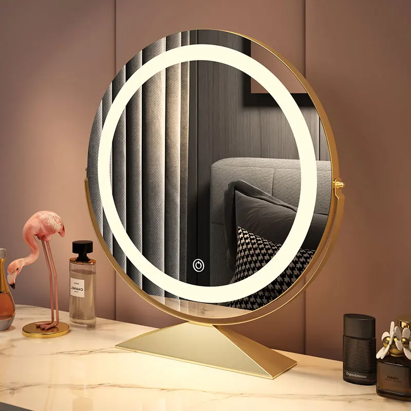 Light Lamp Mirror Nordic Vintage Wall Art Bedroom Garden Makeup Round Hand Bathroom Mirror Modern Espelho Grande Patio Furniture