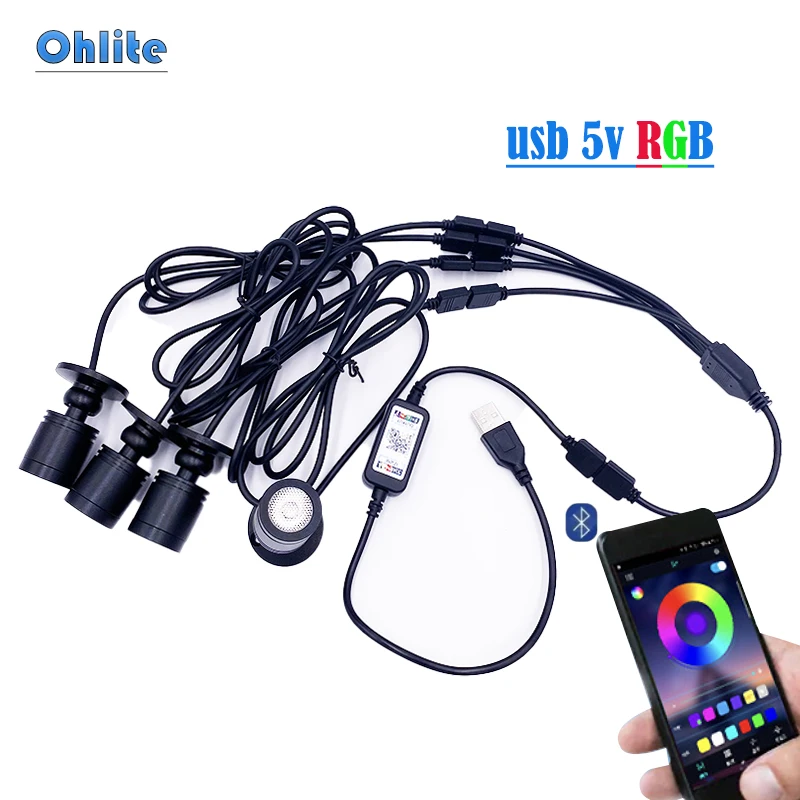 USB 5V LED Smart Bluetooth APP Control RGB Led Downlight for Wine Counter Display Kit Garage Display Case Shelf Mini Spotlight