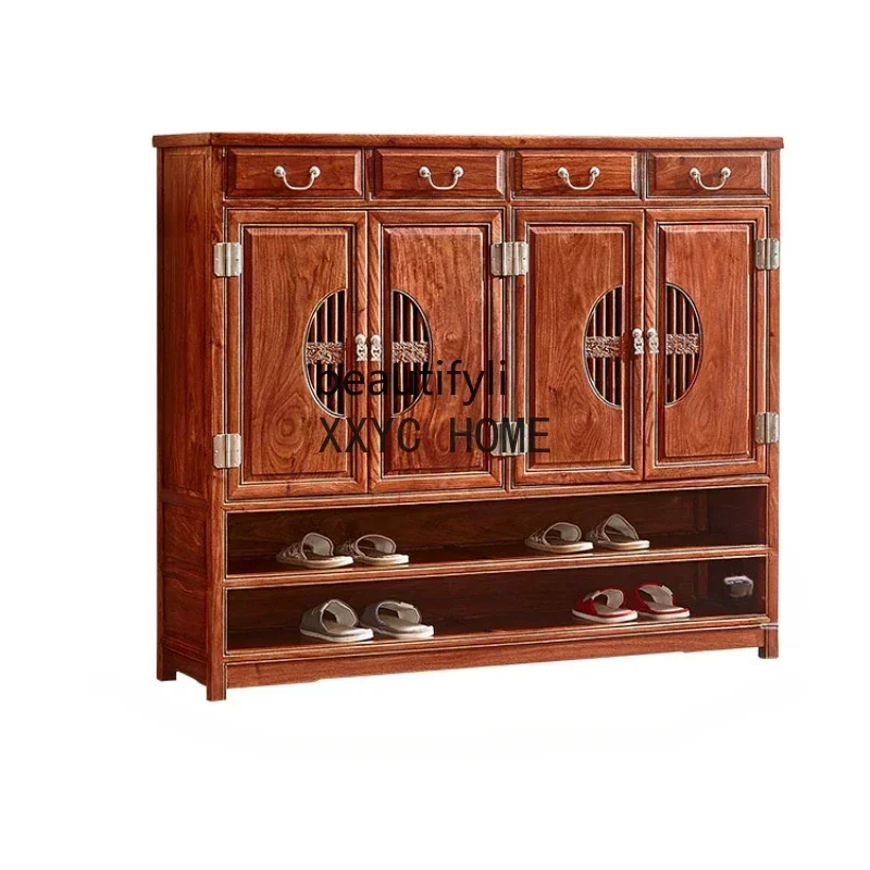 New Chinese Style Rosewood Shoe Cabinet Pterocarpus Erinaceus Poir. Doorway Locker  Solid Wood Multi-Functional Entrance Cabinet