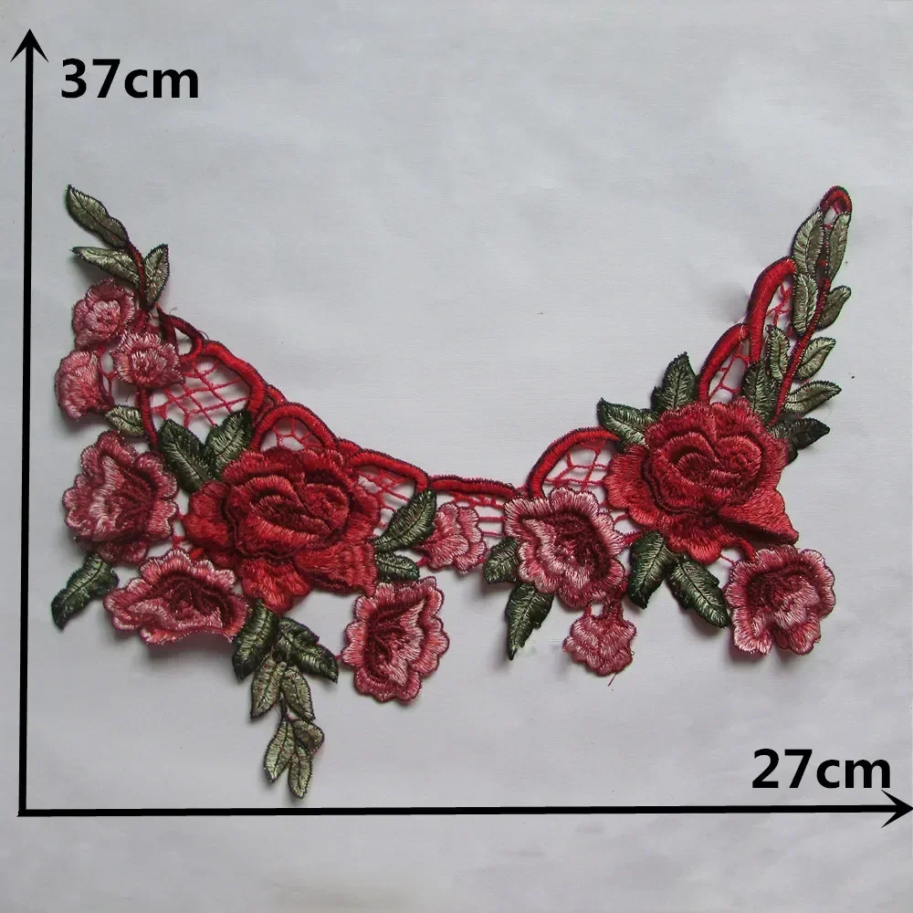 High Quality Embroidery Rose Flower Lace Lace Fabric DIY Garment Decoration Craft Supplies Sewing Wedding Applique Accessories