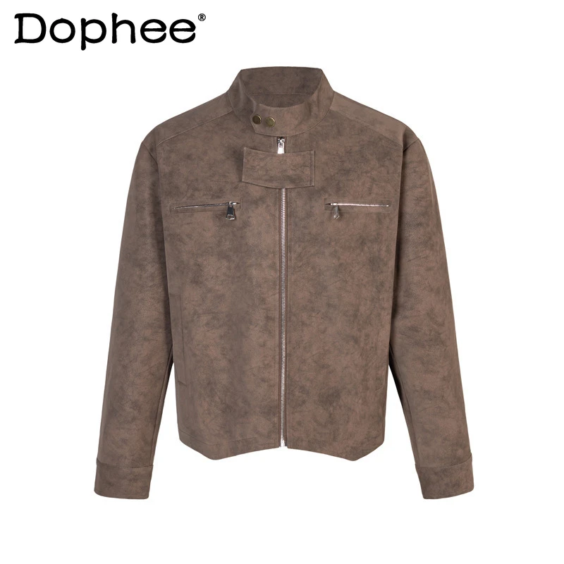 

Модные мотоциклетные куртки унисекс с воротником-стойкой в стиле тай-дай, весна 2026, новые модные высококачественные свободные однотонные рабочие куртки