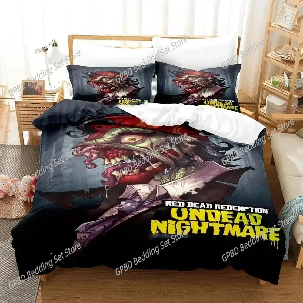 Game Undead Nightmare Red Dead Redemption  Bedding Set Boys Girls Twin Queen Size Duvet Cover Pillowcase Bed Kids Adult