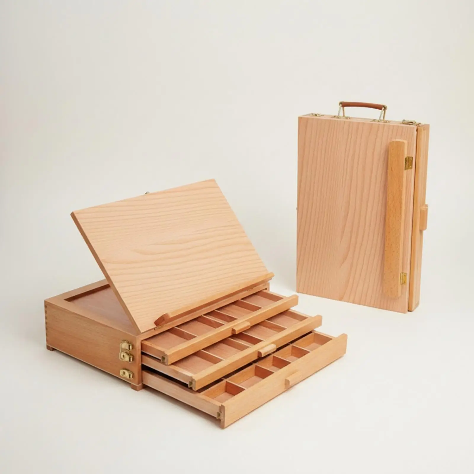 Beechwood Tabletop Easel with 3 Drawers Portable Desktop Artist Supply Chest with Drawers Stable Beech Wood Artist Supply Chest