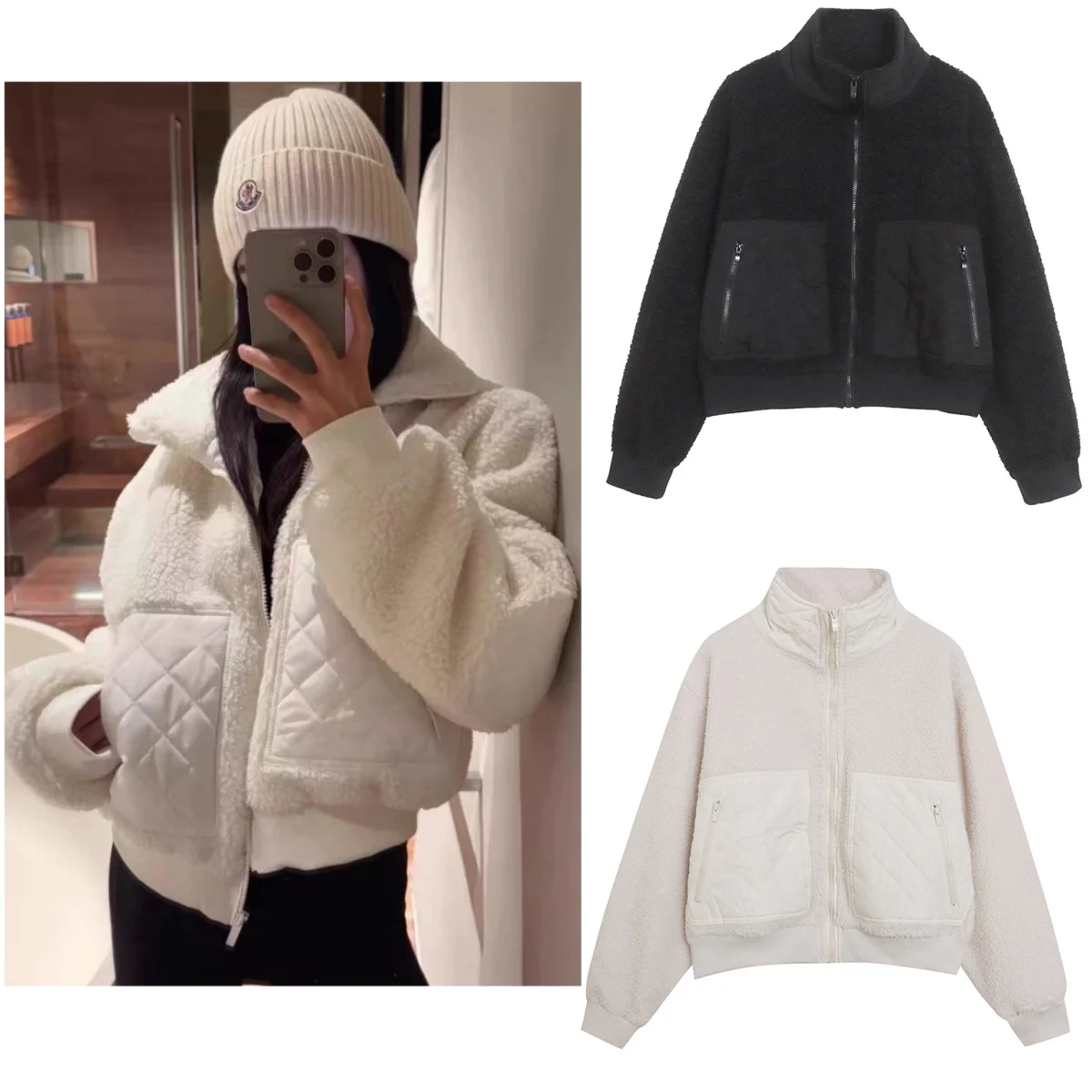 

Повседневная женская куртка из овечьей шерсти и хлопка, свободного кроя, на молнии, с воротником-стойкой, модная однотонная верхняя одежда для осени и зимы, новинка