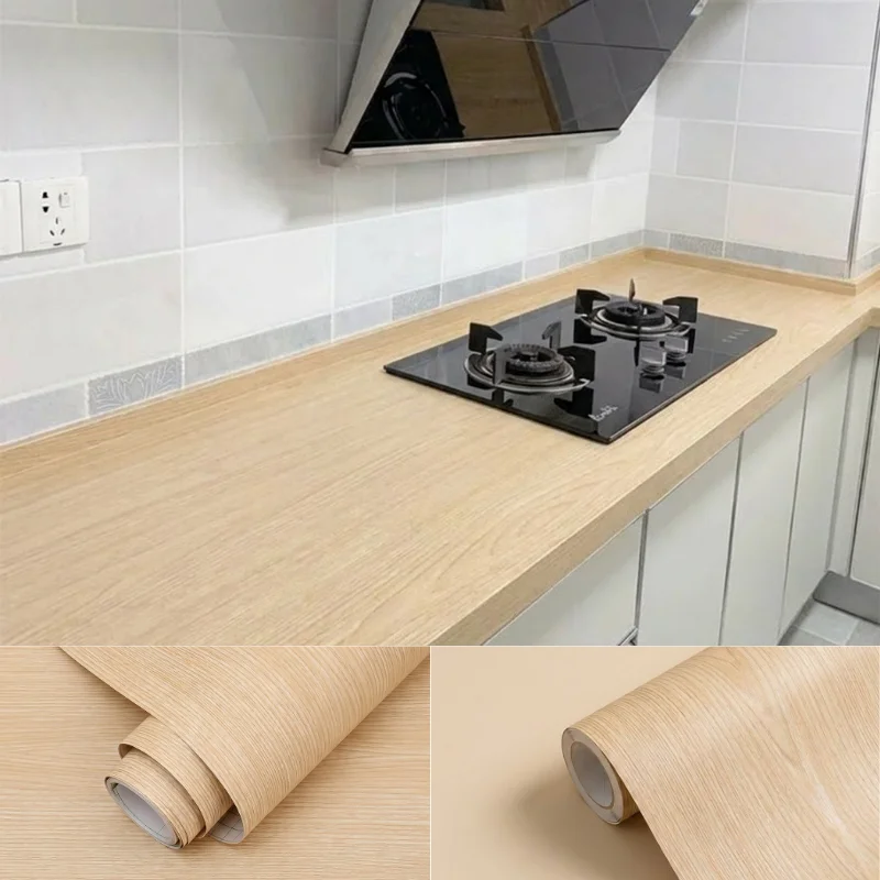 40cm Natural Wood Grain Wall Sticker Self Adhesive Waterproof Stain Resistant Wallpaper For Household Cabinet Refurbishment Deco