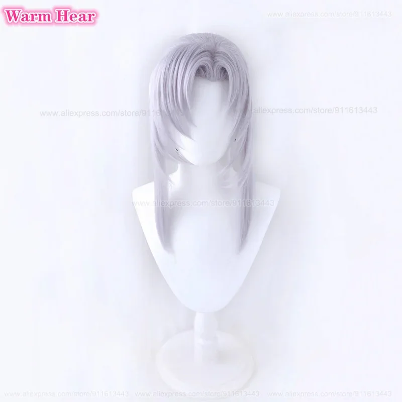 Ferid Bathory Silver Purple Long Cosplay Wig Anime Heat Resistant Hair Party Wigs   a wig cap