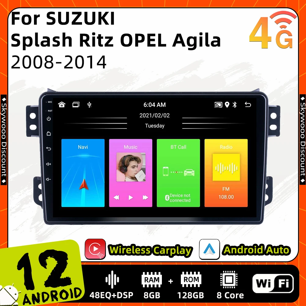 

2 Din Android Car Stereo for SUZUKI Splash Ritz OPEL Agila 2008-2014 Car Radio WIFI GPS Navigation Multimedia Player Head Unit