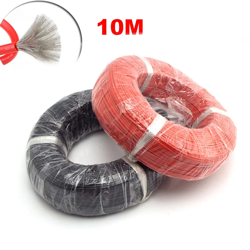 High Temperature Resistant 10M Soft Silicone Wire Cable 7/10/12/14 /16/18/20/22/24/28awg for Battery Alligator Clip Electrical