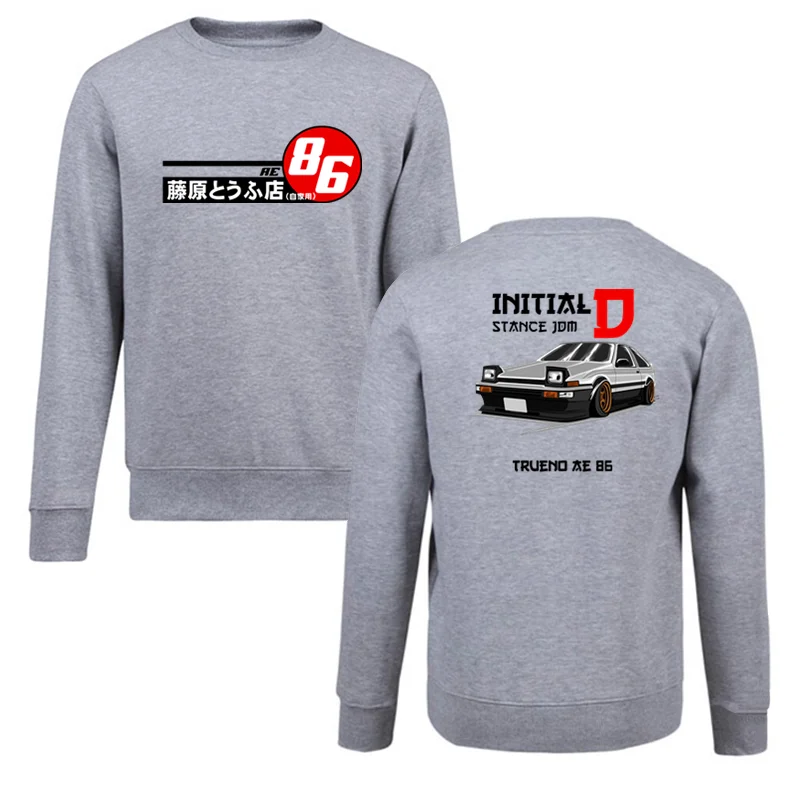 Initial D JDM 86 Japanese Car Hoodie Men Retro 90s Manga Print Classic Unisex Sweatshirt Male Cotton Harajuku Sweater Tops